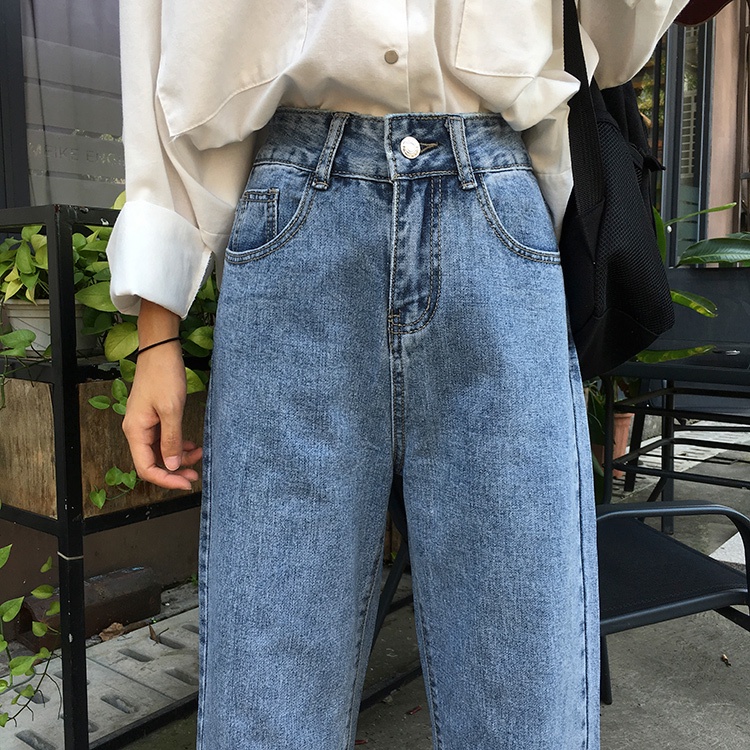 korean style kekinian vintage longgar celana jeans panjang wanita