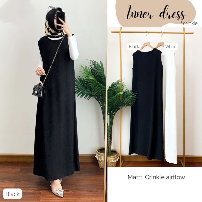 Inner Crinkle Airflow Inner Dress Tanpa Lengan