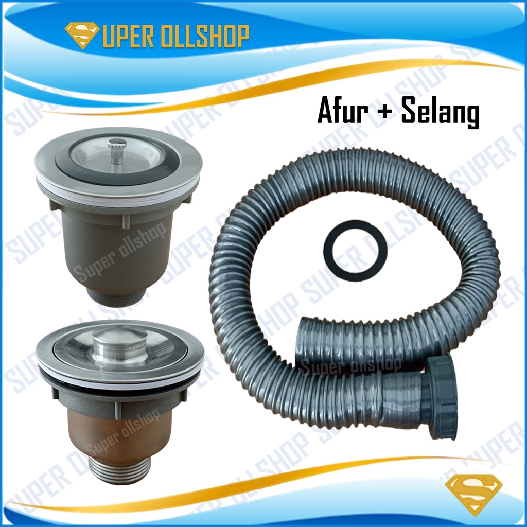 Afur Selang Bak Cuci Piring Set Murah / Selang Afur Pembuangan Bak Cuci Piring Wastafel Kitchen Sink Drainer Set