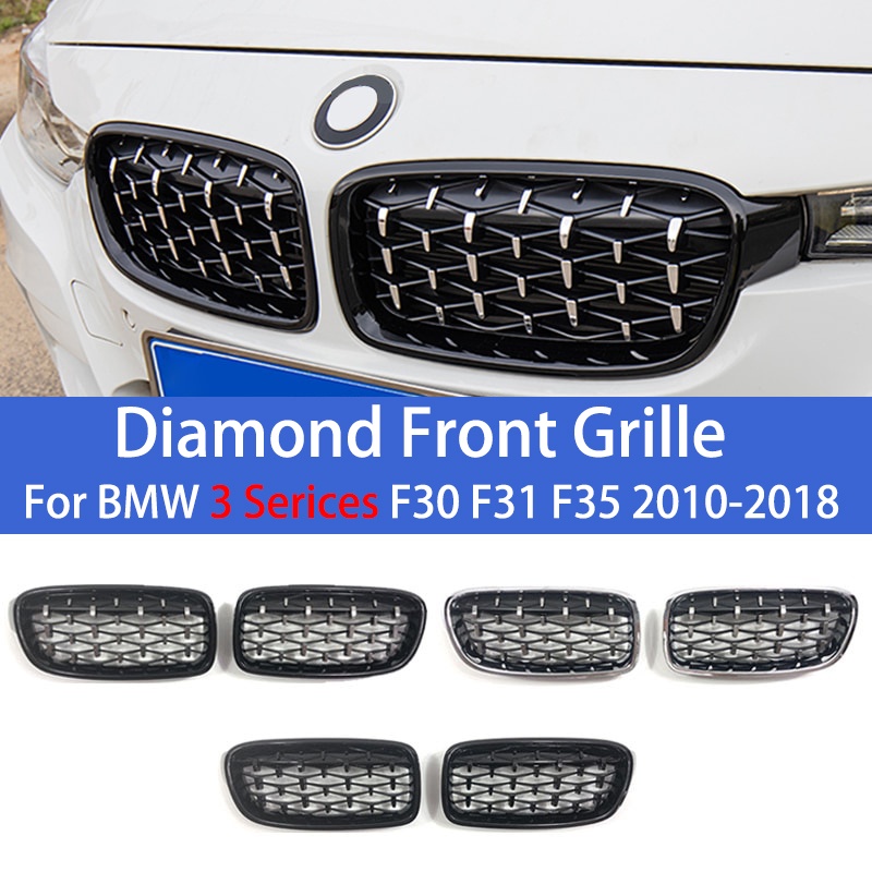 1 Pasang Grill Depan Meteor Diamond Untuk BMW 3 Series F30 F31 F35 2010-2018