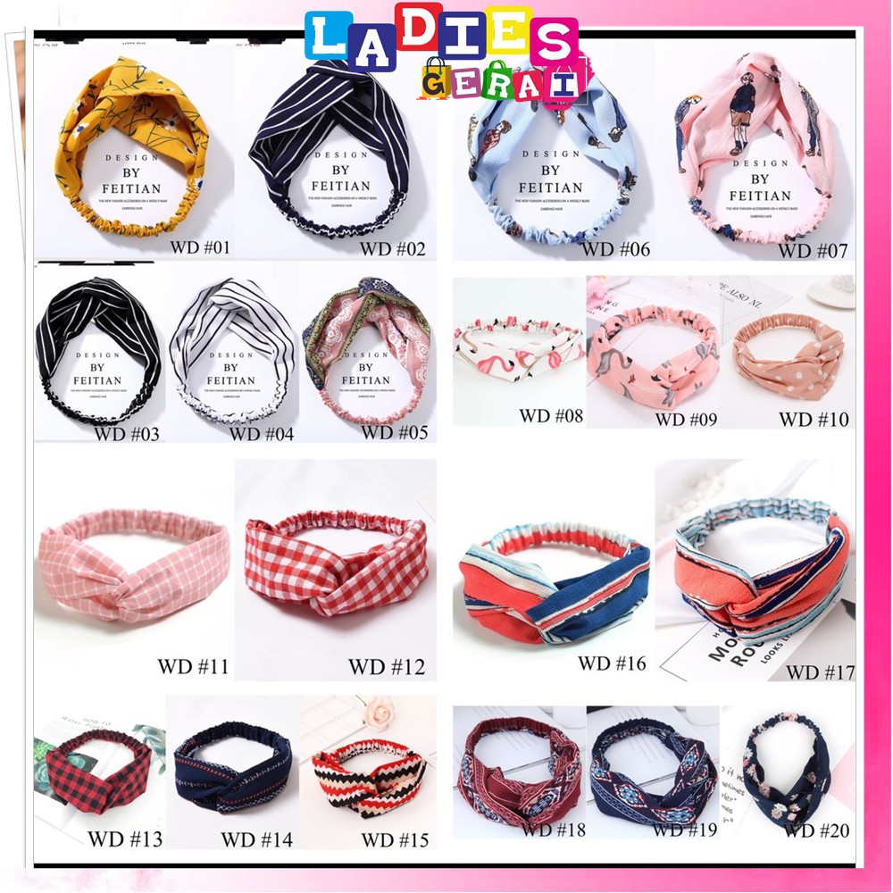 Bandana Korea / Bandana Simpul Ala Korea / Bandana Simpul Elastis Motif