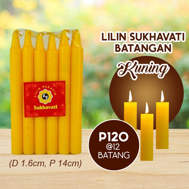 Lilin Batang Sembahyang Sukhavati P120 Kuning