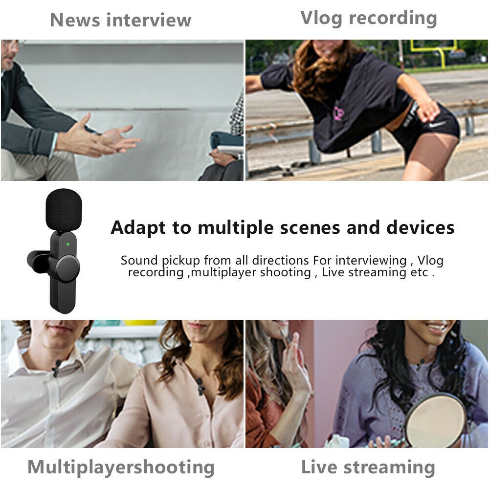 PICKOGEN Wireless Clip-On Mini Portable Lavalier 2pcs Microphone USB-C