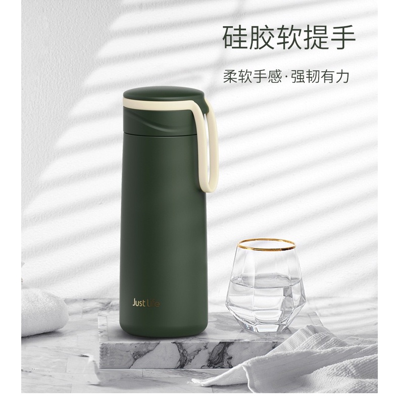 Thermos Termos Just Life Pegangan Pinggir JL2 Mini Gelas Botol Tumbler Kopi Teh Stainless Steel BPA 350ml Premium awet tahan lama Cute color Pink Green Black White