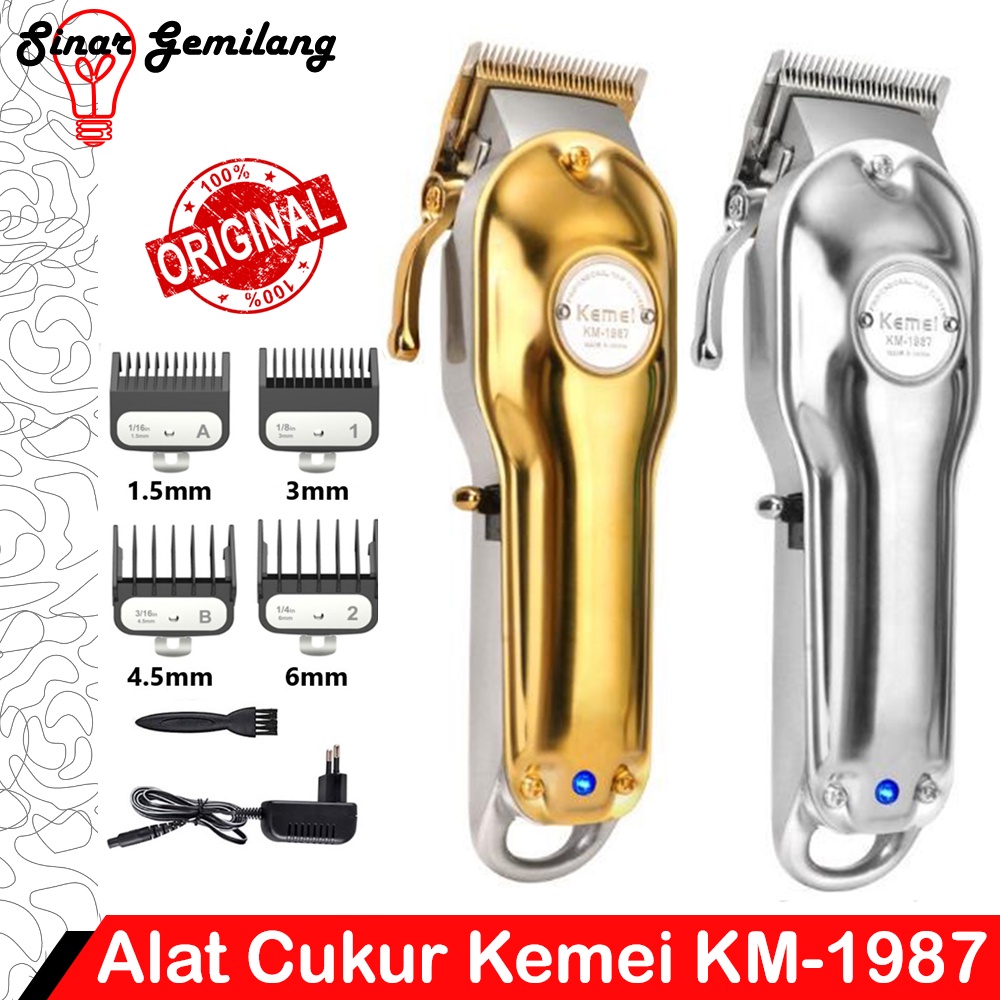 CLIPPER KEMEI KM-1987 ORIGINAL ALAT CUKUR RAMBUT CORDLESS PROFESSIONAL MESIN POTONG RAMBUT BARBERSHO