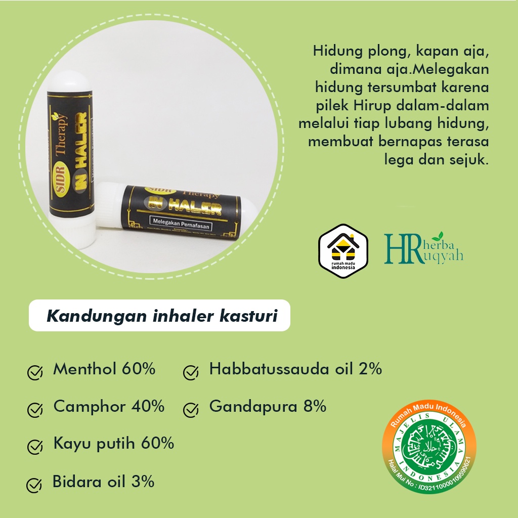 Inheler Asma Obat Hidung Tersumbat Esential Oil Minyak Esensial Aromaterapi Inhaler Sidr Theraphy Kasturi