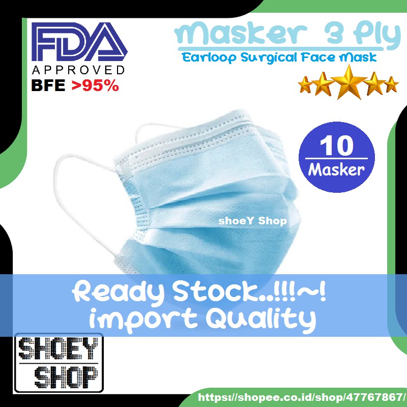 Download Masker 3 Ply Earloop Disposable Surgical Mask Masker Bedah 1x Pembelian 10 Pcs Lembar Masker Shopee Indonesia PSD Mockup Templates