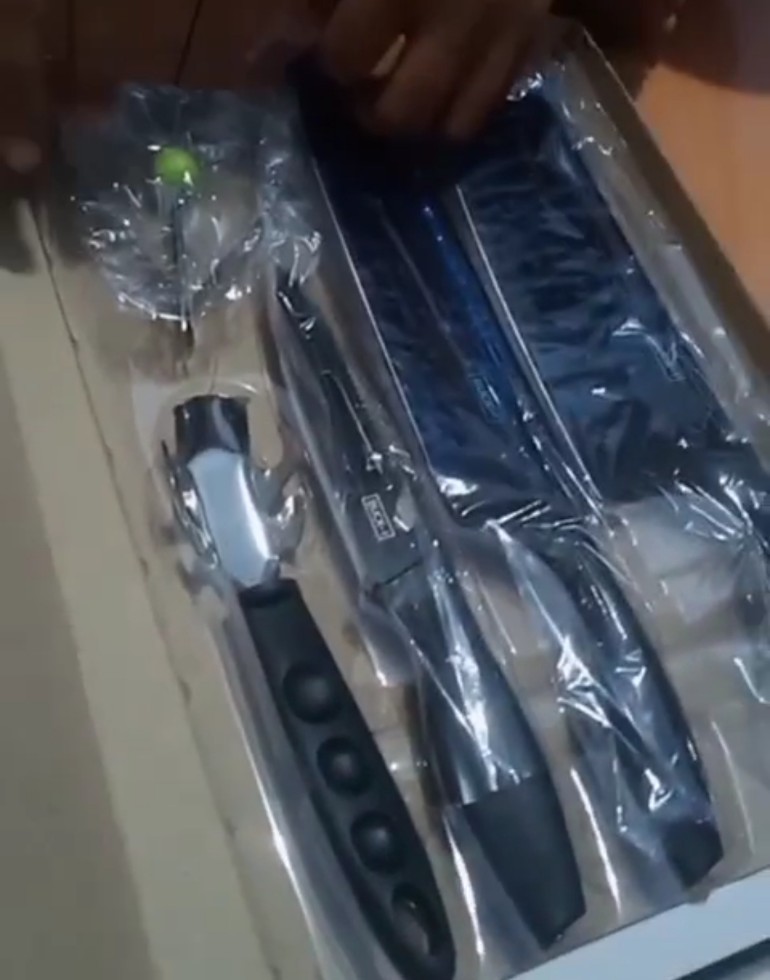 Cod Set Pisau Dapur Hitam 5 Pcs In 1 Cetakan Telur Chef Knife Cleaver*j12