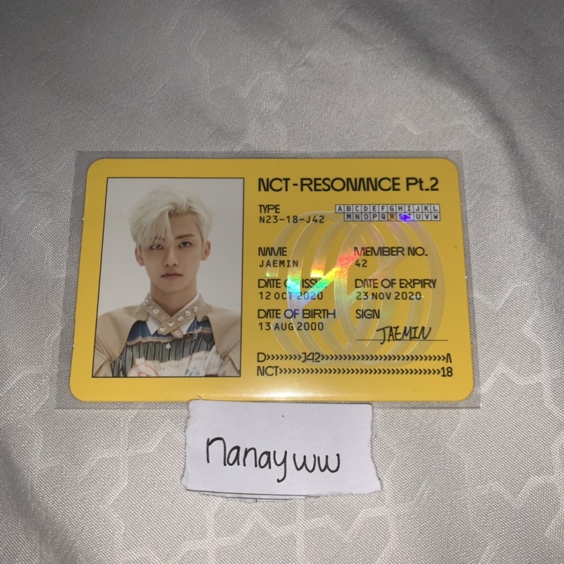 id jaemin / id card jaemin departure