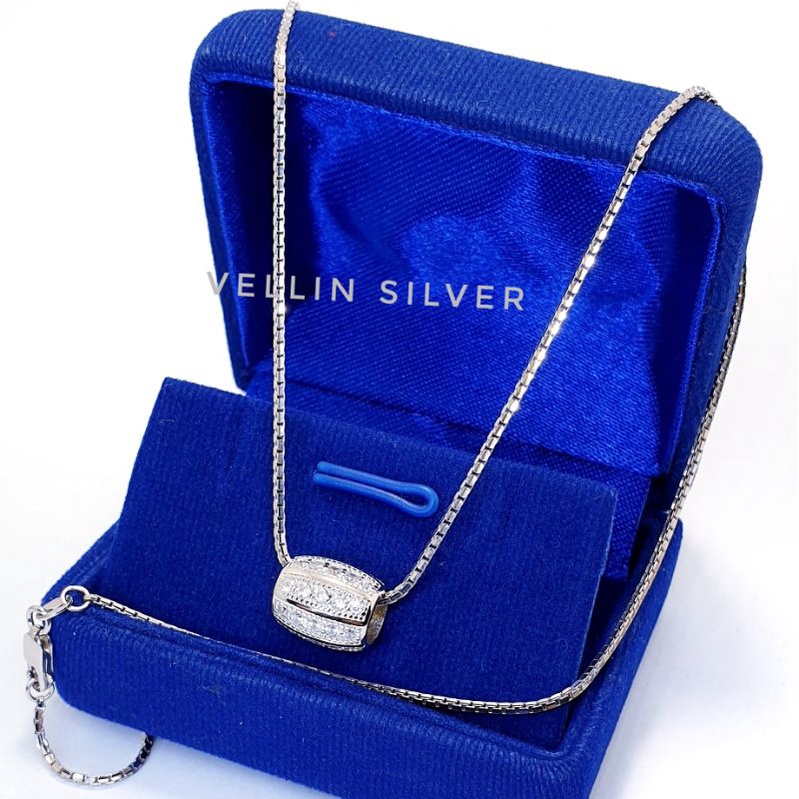 Kalung italy Liontin Perak Asli 925 Lapis Emas Putih - Perhiasan Kalung Wanita atau Kalung Pria Silv