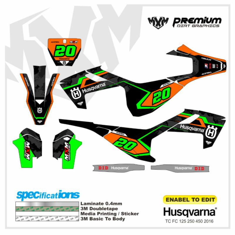 Decal stiker Husqvarna te250cc