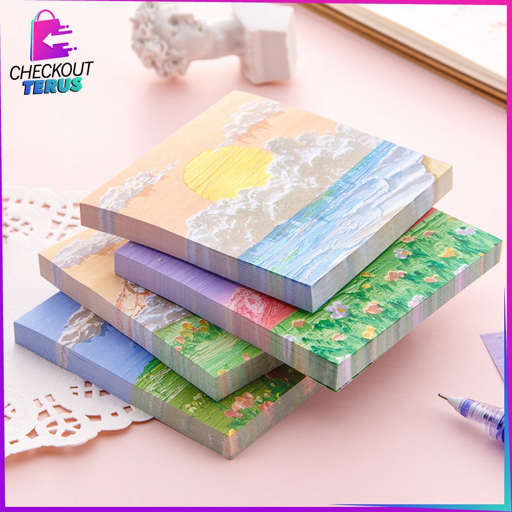 CT A37 Memo Tempel Notes Pemandangan Motif Alam Indah Memopad lucu Aesthetic Sticky Notes Memo Sticky Note