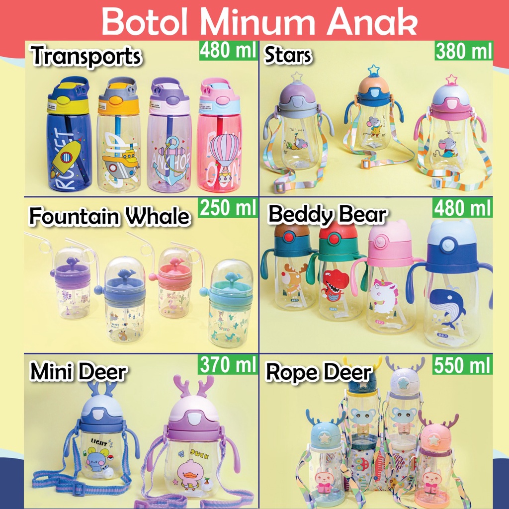 Botol Minum Tali Sedotan Tanduk Rusa Botol Minum Anak 600ml BPA Free Import BOTOL MINUM RUSA TUMBLER