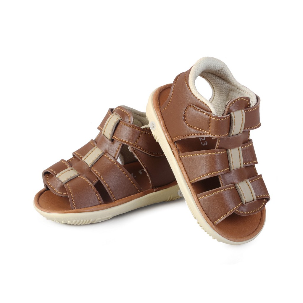 sandal anak cowok usia 1 2 tahun bunyi toet SL16 BROWN