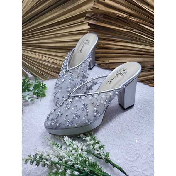 sepatu wedding Marisa silver 9cm tahu