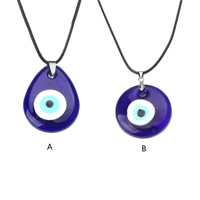 Siy Kalung Tali Kulit Liontin Evil Eye Biru Turki Bahan Resin Untuk Priawanita