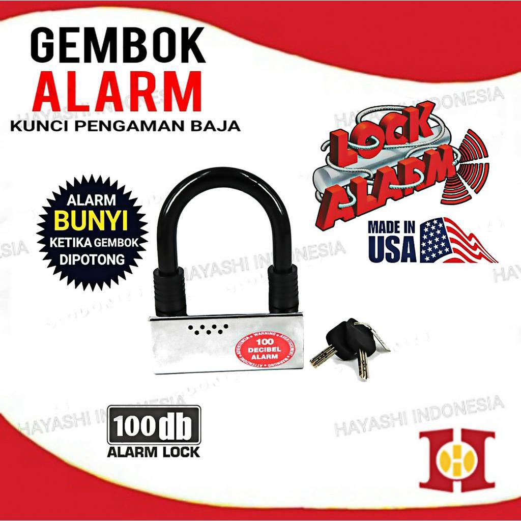 LOCK ALARM Gembok Baja Alarm Anti Maling Pengaman ORIGINAL USA