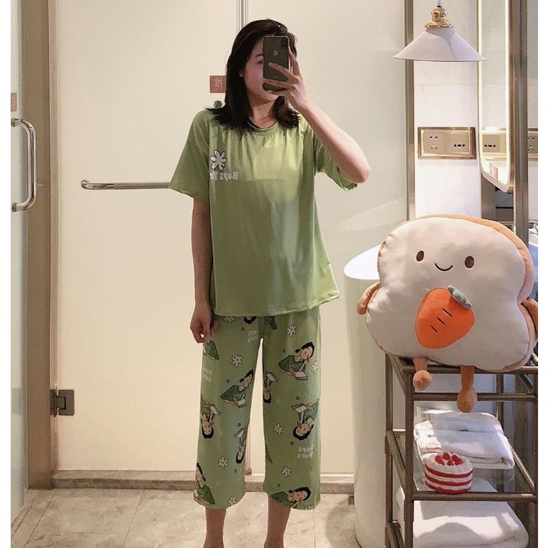 Stelan Oversize 7/8/Cp stelan Wanita Korean style/Piyama Import Wanita BT21 Tata RJ Cooky BTS C12-C1