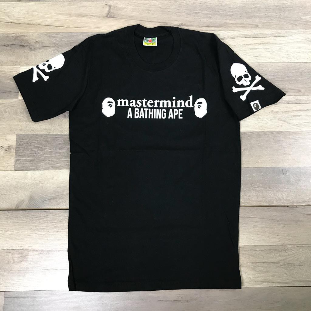 KAOS TSHIRT A BATHING APE BAPE MASTERMIND BLACK WHITE AUTHENTIC ORIGINAL