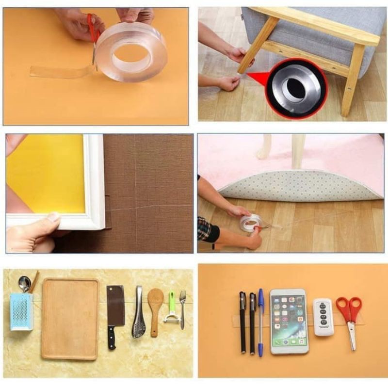 

solasi transparan 300cm / lakban bolak balik dua sisi / perekat serbaguna double tape nano tape