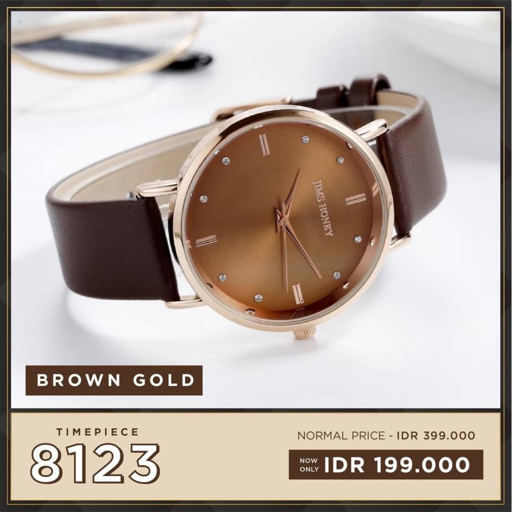 JIMS HONEY 8123 L04 GOLD jam tangan wanita jimshoney import elegan murah ori analog quartz kaleb
