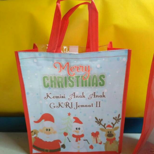 

Tas souvenir ultah kantong kombimasi mika