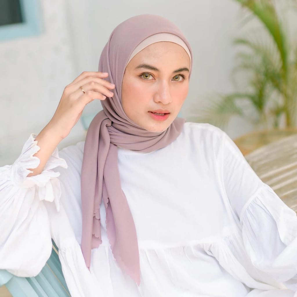 Kerudung Segiempat Lasercut Hijab Segiempat PollyCotton Bella Lasercut Polos Pasar Hija'b