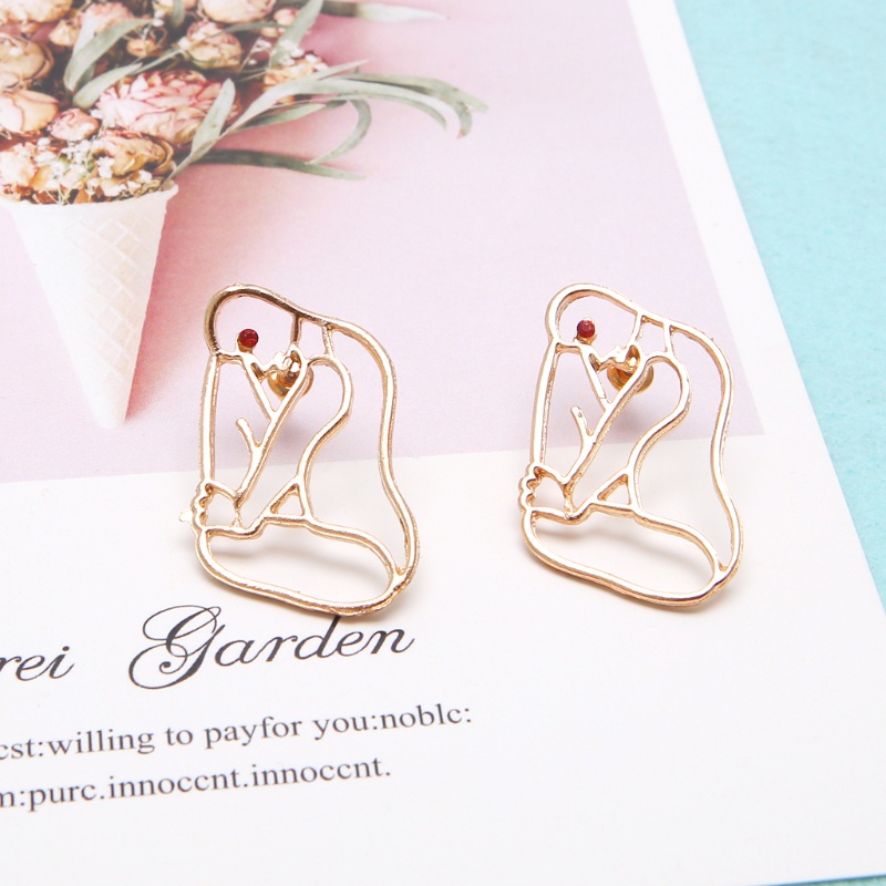 SIY  1 Pair Golden Geometric Moon Face Shape Statement Dangle Earrings For Women