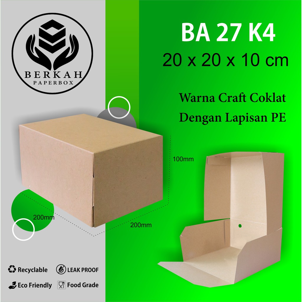 Dus 20x20x10 Bahan 325 Gsm Dus Bakery (B27K4-20X20X10 Cm)