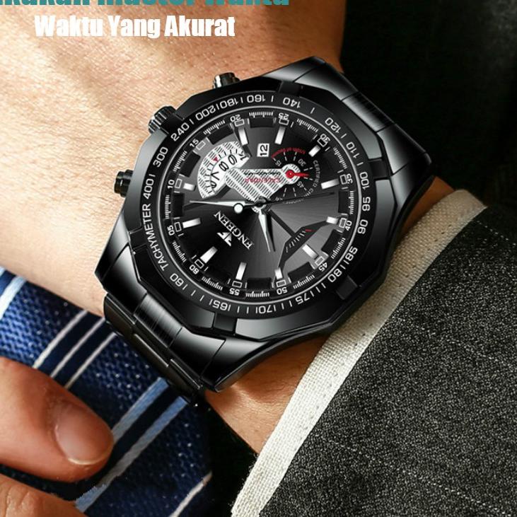 J-99 FNGEEN S001 Jam Tangan Pria Luxury Stainless Steel Quartz Original Tahan Air Watch + Kotak Grat