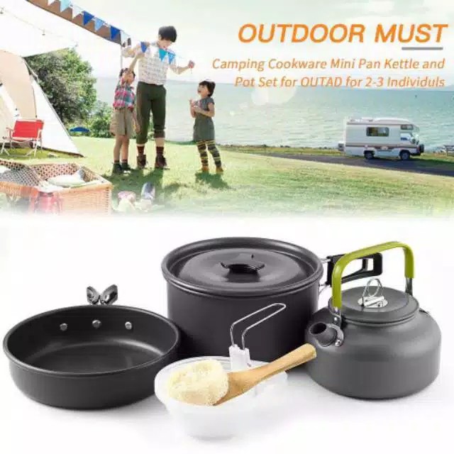 DS-308 cooking set outdoor Nesting Teko Misting DS308 ketel portable alat masak gunung