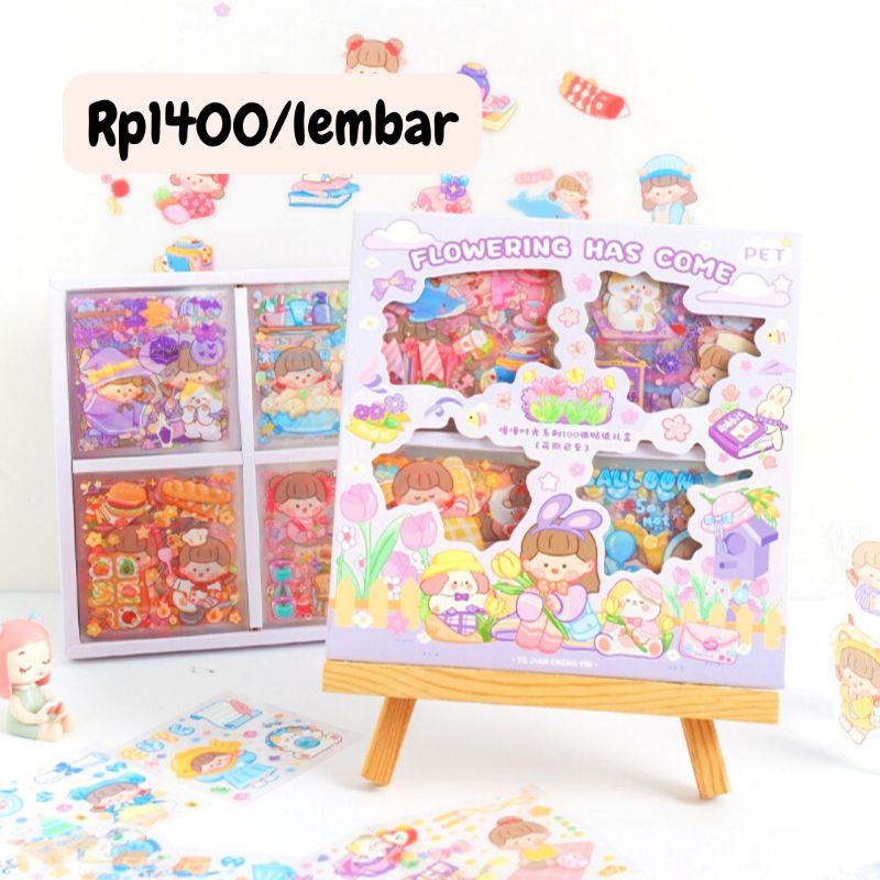 

1 Lembar Sticker Deco Flowering Theme Transparan PVC Tumblr Journal