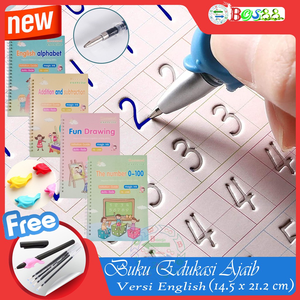 

(ENGLISH) 4 Set Buku Magic 3D Versi English / Buku Edukasi Ajaib Balita dan anak anak