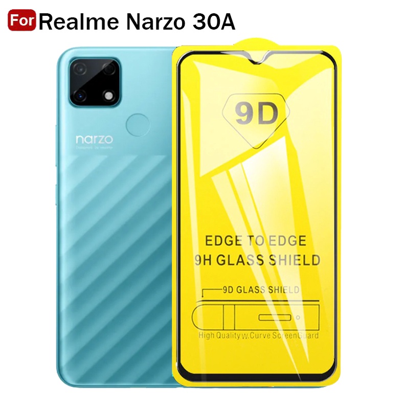 Realme Narzo 30A Tempered Glass Kaca 9D Full Layar Full Lem Anti Gores TG Realme Narzo 30A
