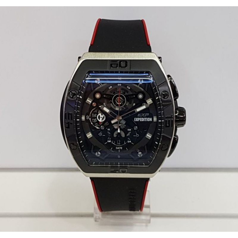Jam Tangan Expedition E6800MC Rubber Silver / Black Original
