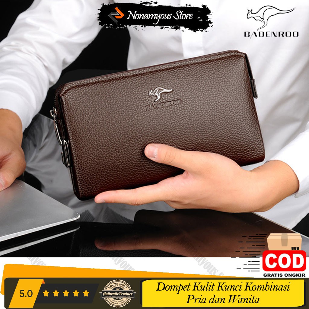 [ORIGINAL] Badenroo Dompet Kulit Kunci Kombinasi Import Pria dan Wanita Clutch Unisex Handbag With Key Number