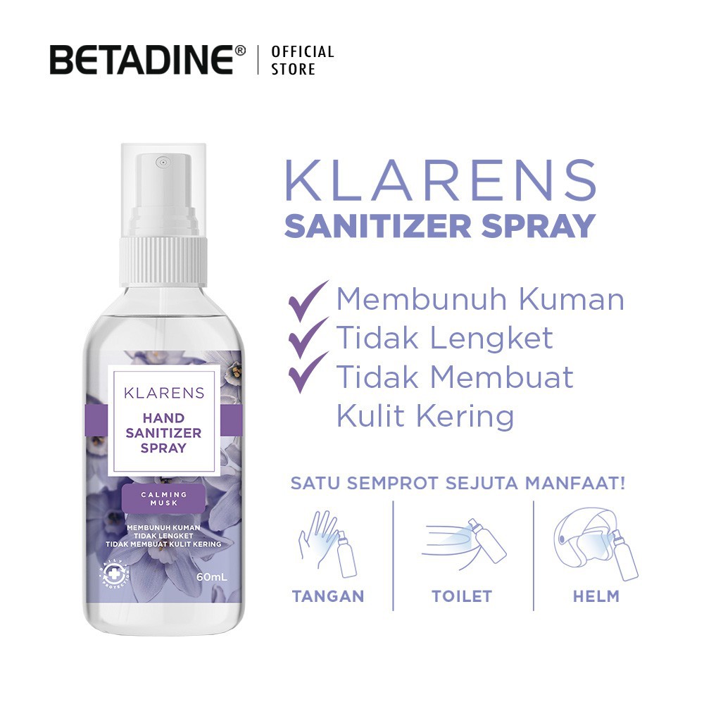 Betadine Klarens Hand Sanitizer Spray Pink Rose / Calming