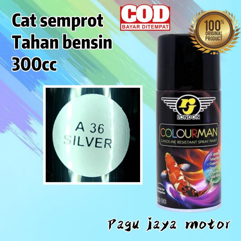 cat semprot silver 300ml COLOURMAN produk dari rj london cat semprot spray pilox pilok tahan bensin anti retak cepat kering