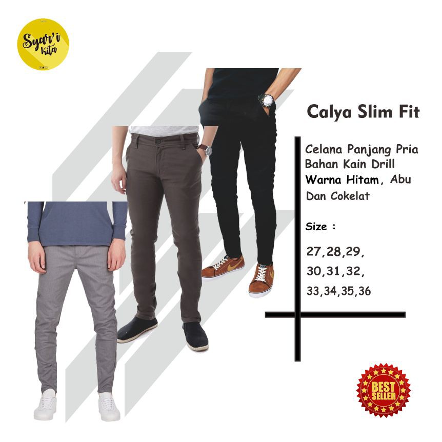 Celana Panjang Formal Pria Slimfit Abu Abu Size 27 32 Kain Drill Shopee Indonesia