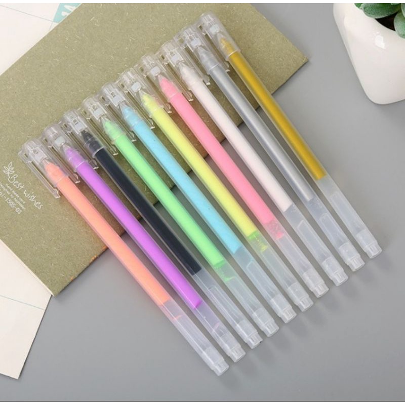 COLOR GEL PEN 10Warna 0.50MM PULPEN GEL WARNA WARNI