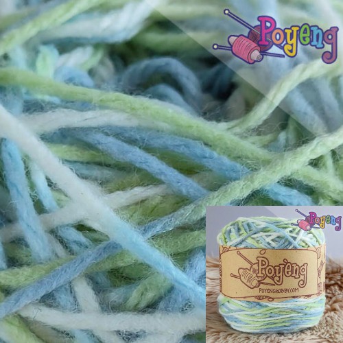 Soft Akrilik Poyeng SA B2 Gradasi Hijau Muda-Biru Muda-Putih | Benang Rajut | Poyeng