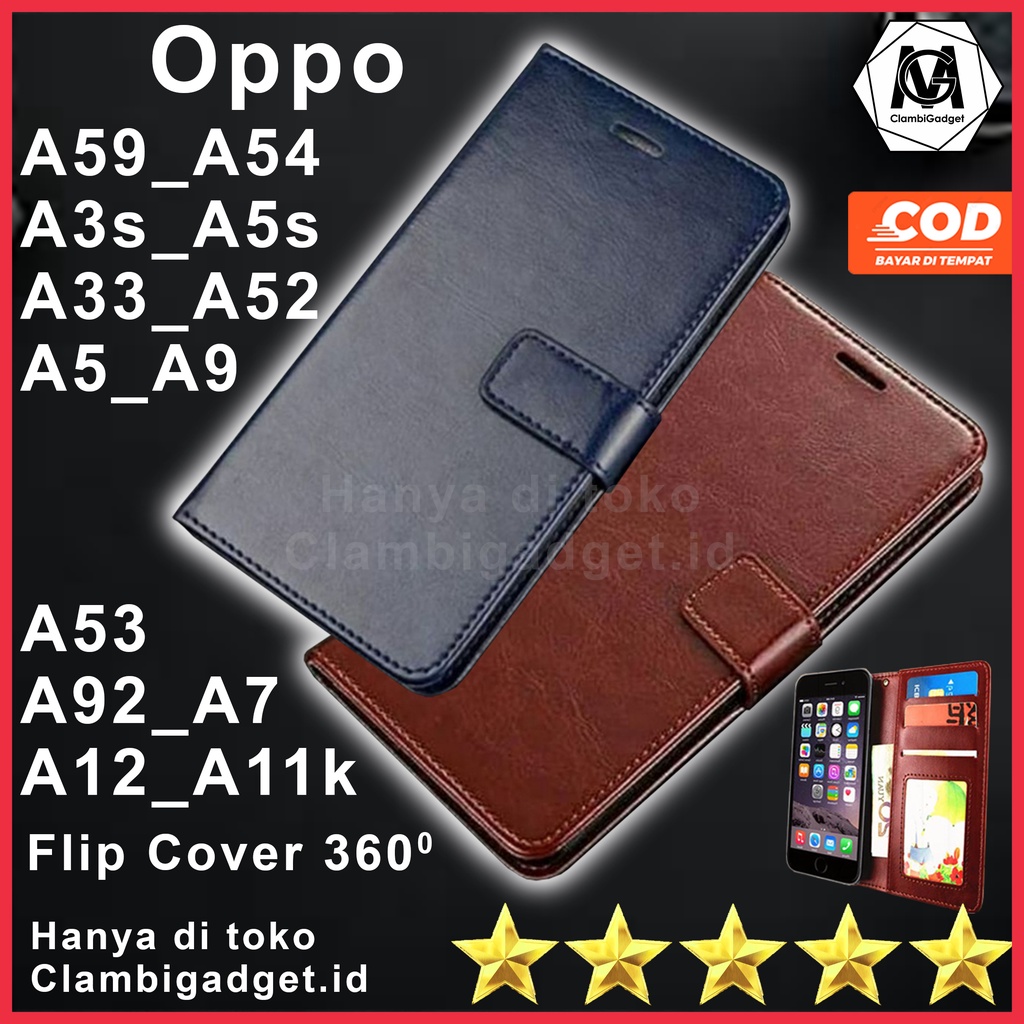 Case Casing Oppo A5 2020 A9 2020 A33 A52 A53 A92 A7 A3s A5s A12 A59 A11k A54 Flip Cover Leather Flip