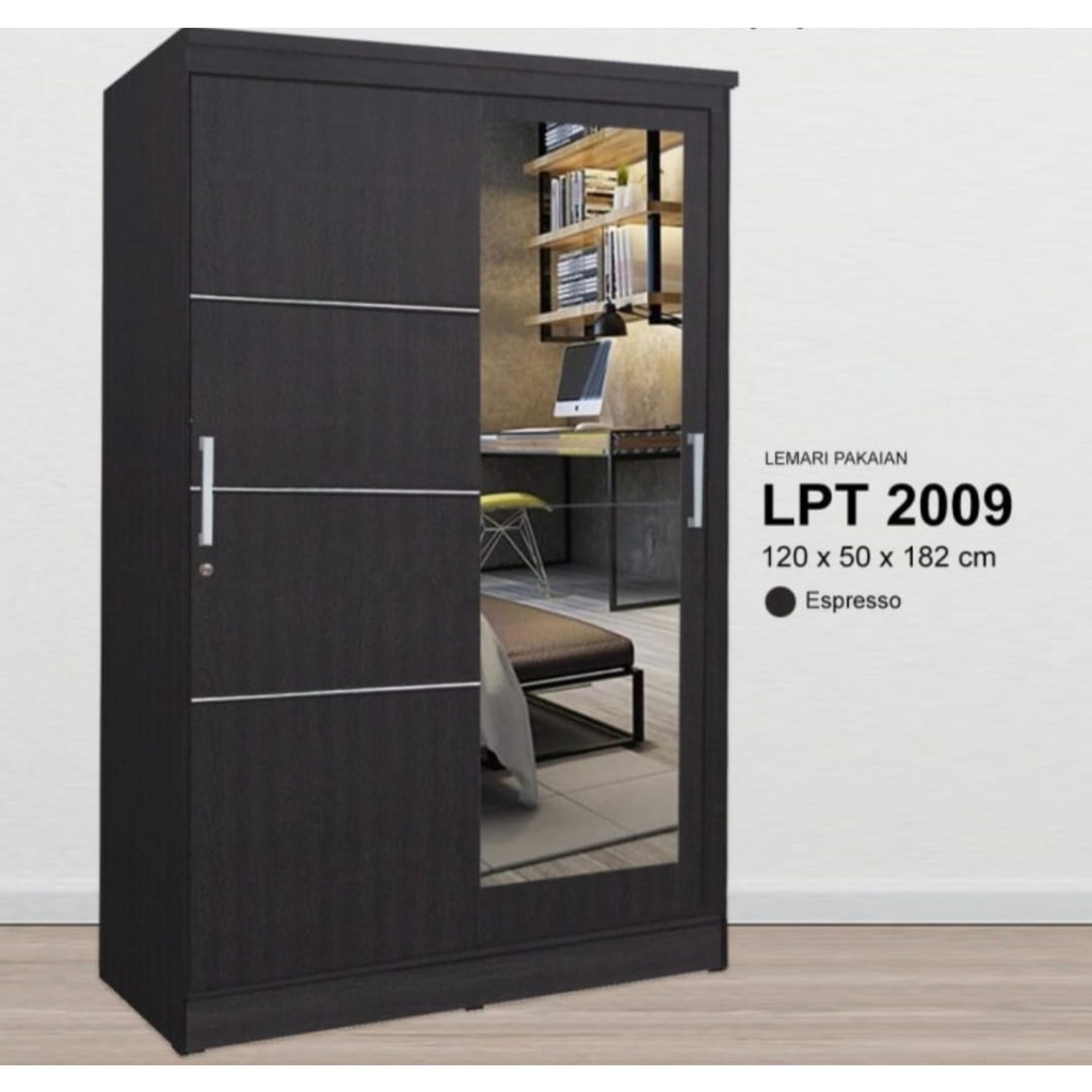 LEMARI PAKAIAN / LEMARI BAJU SLIDING LUNAR LPT 2009 ESPRESSO BEST SELLER