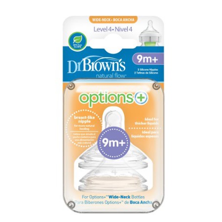 Dr Brown Level SL Wide Neck Option Nipple, 2-Pack / Dot Botol Susu