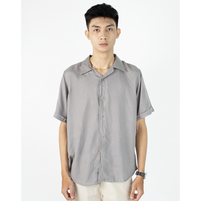 FORTGLASS Short Shirt Rayon Polos Kemeja Pria Lengan Pendek