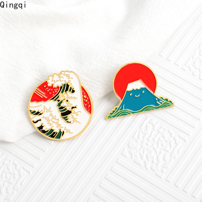 Bros Pin Enamel Bentuk Pemandangan Gunung Laut Untuk Hadiah Teman