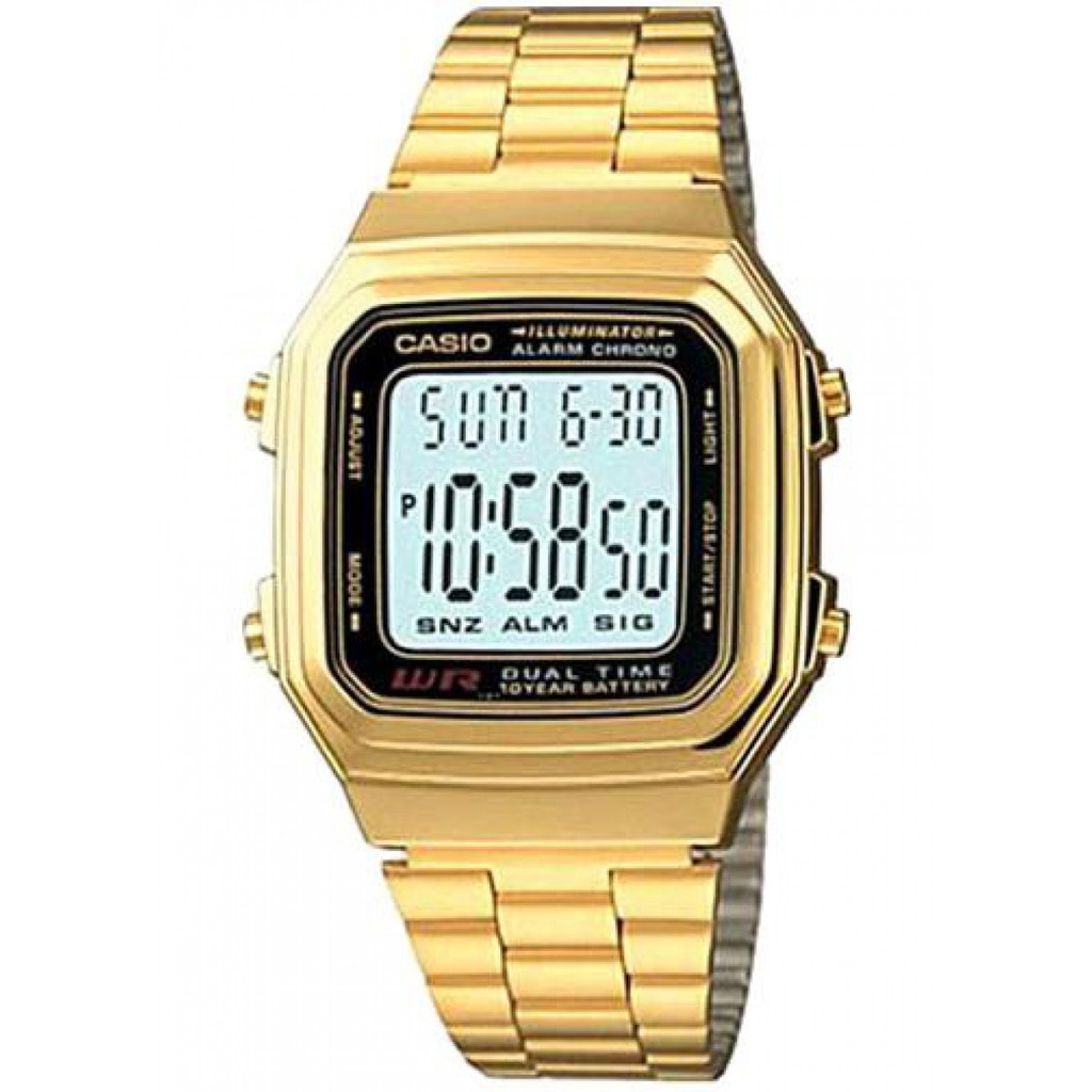 Casio Original A178WGA-1A / A178WGA-1A Jam Tangan Unisex - Digital - Stainless - Gold