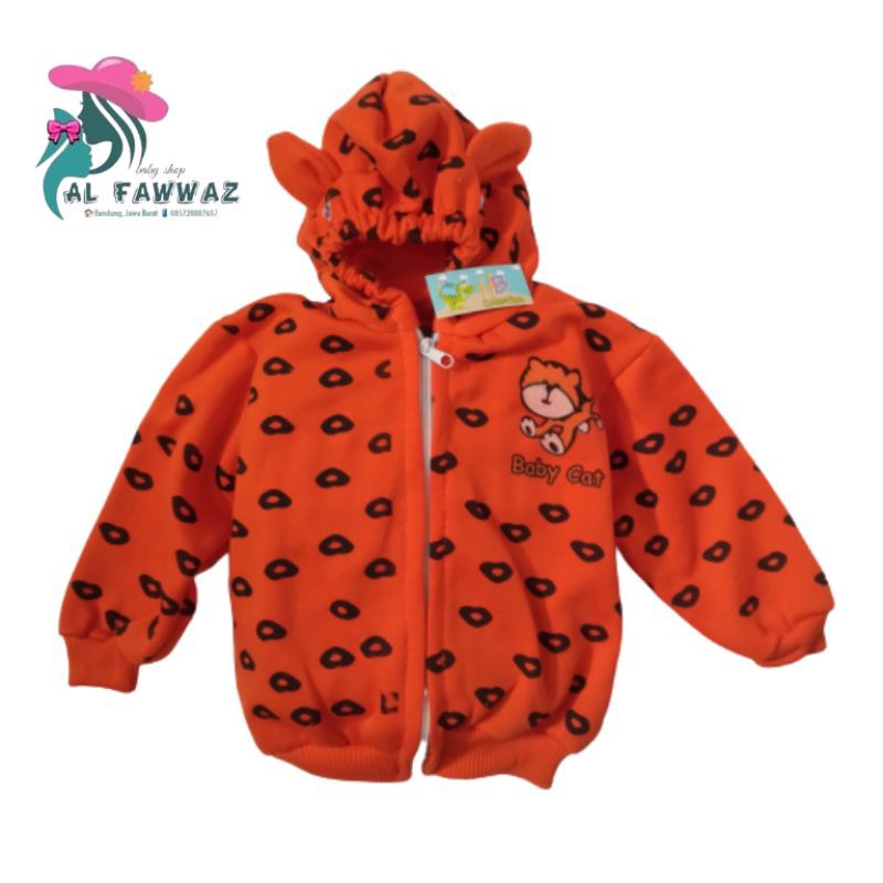 Jaket bayi motif baby cat-Orange
