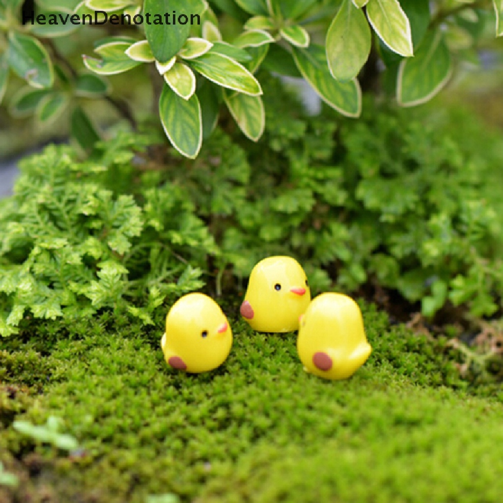 (Heavendenotation) 5pcs Miniatur Ayam Kuning Untuk Dekorasi Terarium / Rumah Boneka Diy