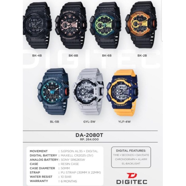 Jam Tangan Pria Digitec DA-2080T/DA 2080T Original include box